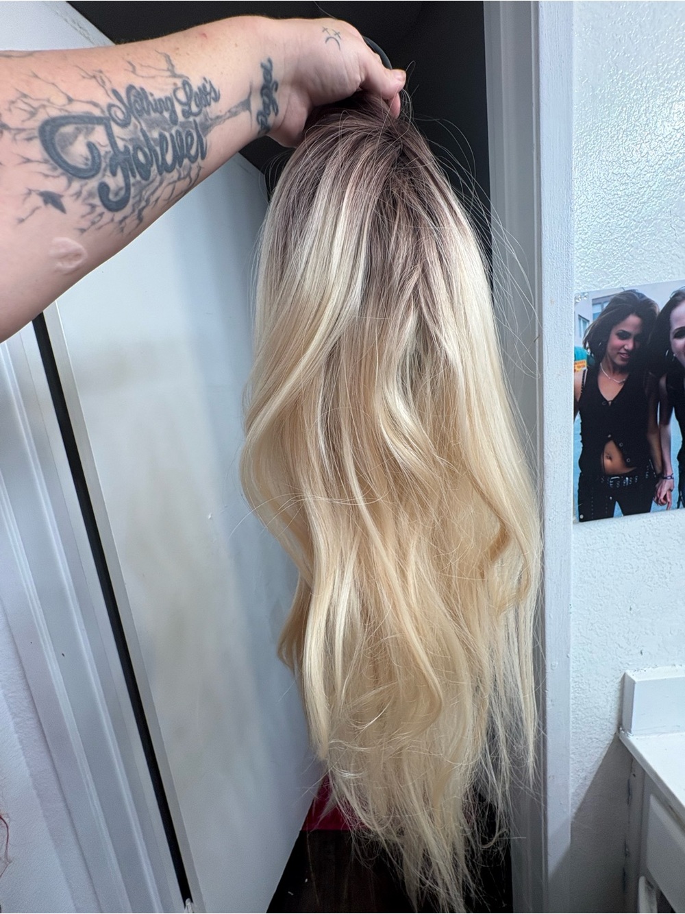 Blonde Rooted Long Straight wig - Women Hair